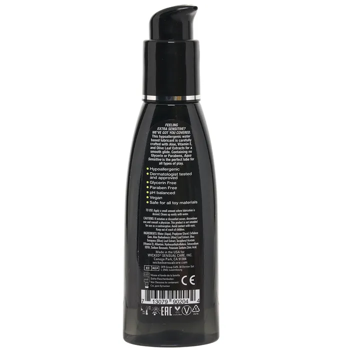 Wicked Sensual Care Vibrators Aqua Sensitive Hypoallergenic Lube 4oz120ml