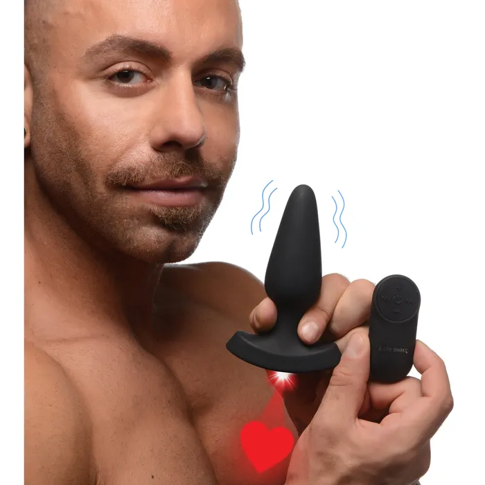 Booty Sparks Male Sex Toys Laser Heart Medium Anal Plug with Remote Control