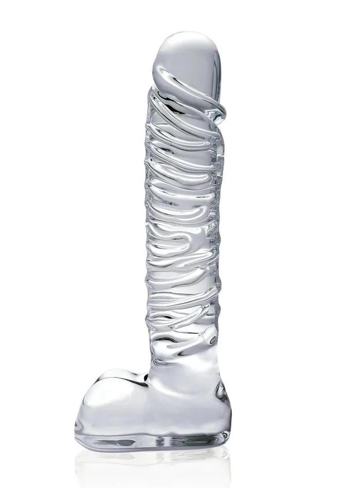 Icicles Dildos Icicles No 63 Textured Glass Dildo with Balls