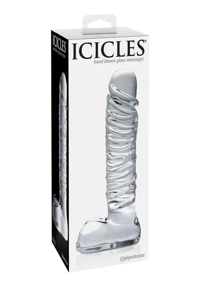 Icicles Dildos Icicles No 63 Textured Glass Dildo with Balls