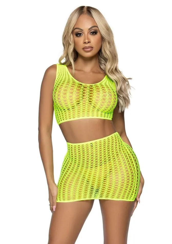 Leg Avenue Crochet Net Tank Crop Top and Mini Skirt Leg Avenue Vibrators