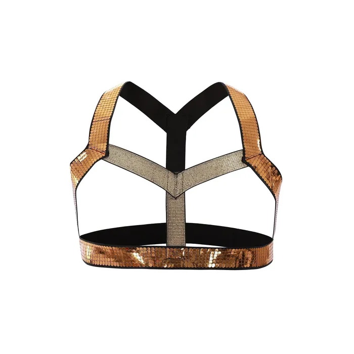 mysite Female Sex Toys Shiny Gold Pec Harness