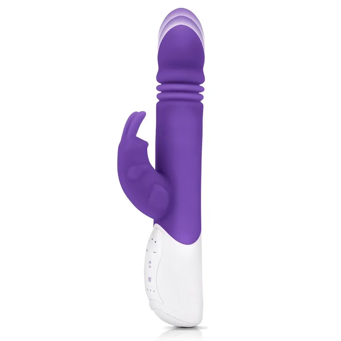 Rabbit Essentials GSpot Thrusting Rabbit Vibrator With Throbbing Shaft Purple Rabbit Essentials Vibrators