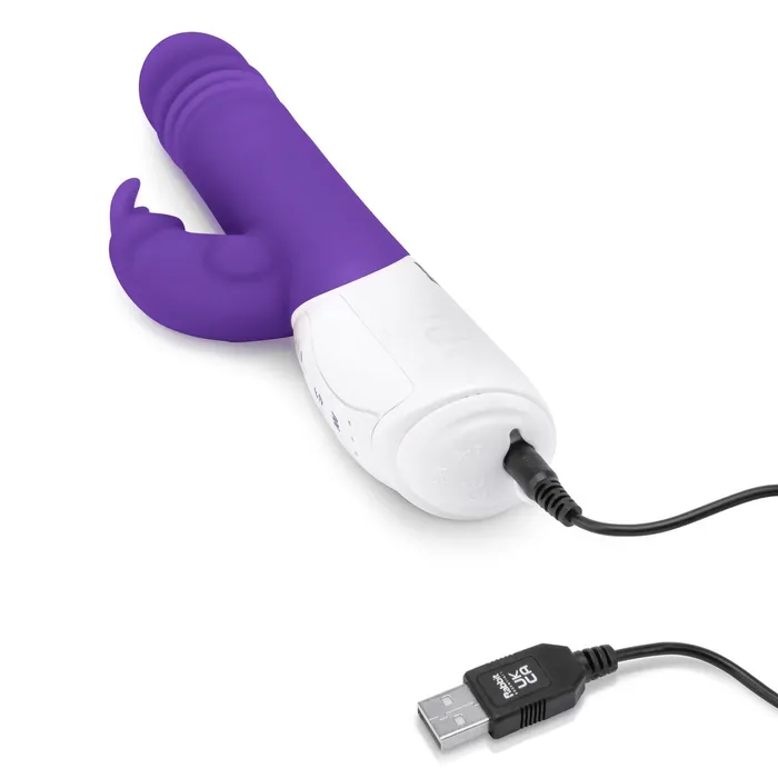 Rabbit Essentials GSpot Thrusting Rabbit Vibrator With Throbbing Shaft Purple Rabbit Essentials Vibrators