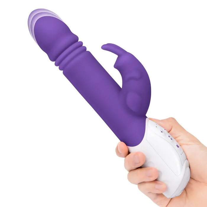 Rabbit Essentials GSpot Thrusting Rabbit Vibrator With Throbbing Shaft Purple Rabbit Essentials Vibrators