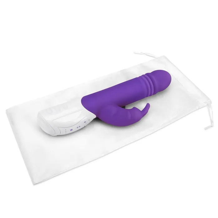 Rabbit Essentials GSpot Thrusting Rabbit Vibrator With Throbbing Shaft Purple Rabbit Essentials Vibrators