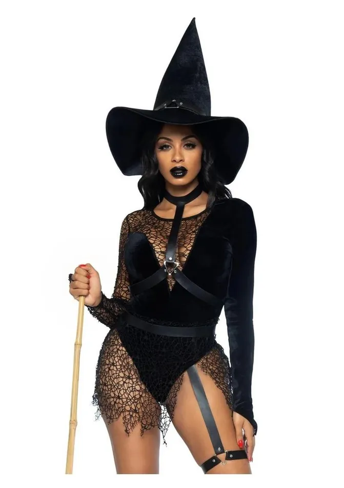 Female Sex Toys Leg Avenue Leg Avenue Crafty Witch Snap Crotch Velvet Bodysuit with Distressed Net and Attached Garter Choker Body Harness and Matching Velvet Witch Hat Female Sex Toys Leg Avenue Leg Avenue Crafty Witch Snap Crotch Velvet Bodysuit with Distressed Net and Attached Garter Choker Body Harness and Matching Velvet Witch Hat