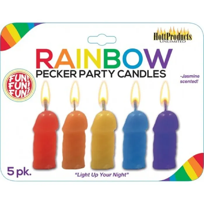 Hott Products Unlimited Anal Rainbow Pecker Party Candles 5pk