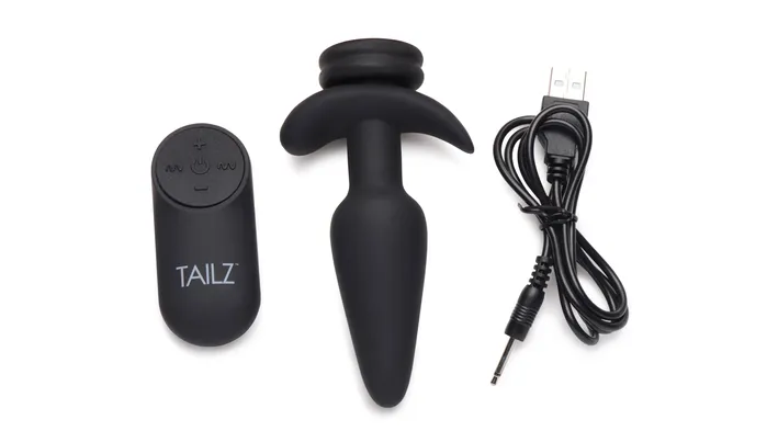 Interchangeable 10x Vibrating Small Silicone Anal Plug With Remote XR Brands Tailz Male Sex Toys Interchangeable 10x Vibrating Small Silicone Anal Plug With Remote XR Brands Tailz Male Sex Toys