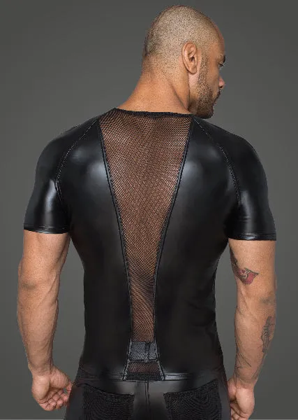 Noir Handmade Power Wetlook Men Tshirt With 3D Net Noir Male Sex Toys