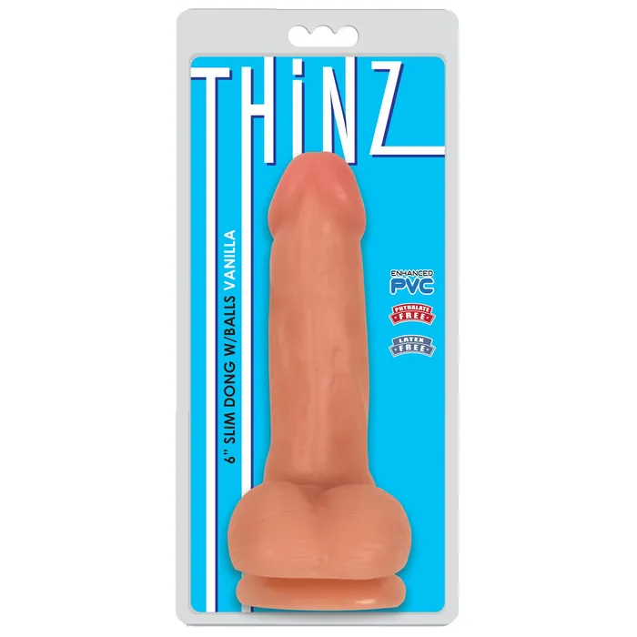 6 Slim Dildo with Balls Vanilla THINZ Dildos