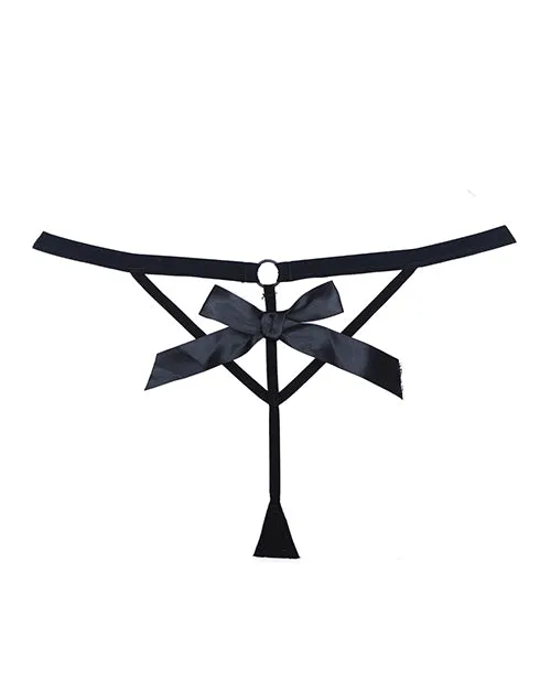 Adore Adore Black Tie Mesh Front wFlounce Open Bow Back Panty Black OS Anal Adore Adore Black Tie Mesh Front wFlounce Open Bow Back Panty Black OS Anal