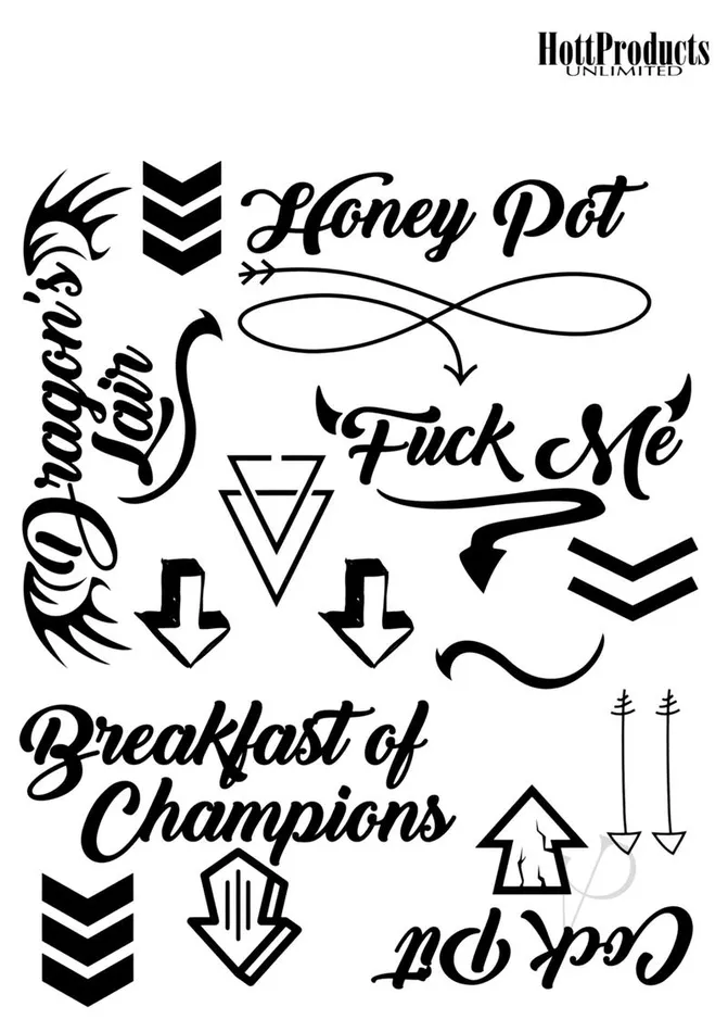 Anal Hott Products Hott Products Erotic Tattoos Assorted Pack Black