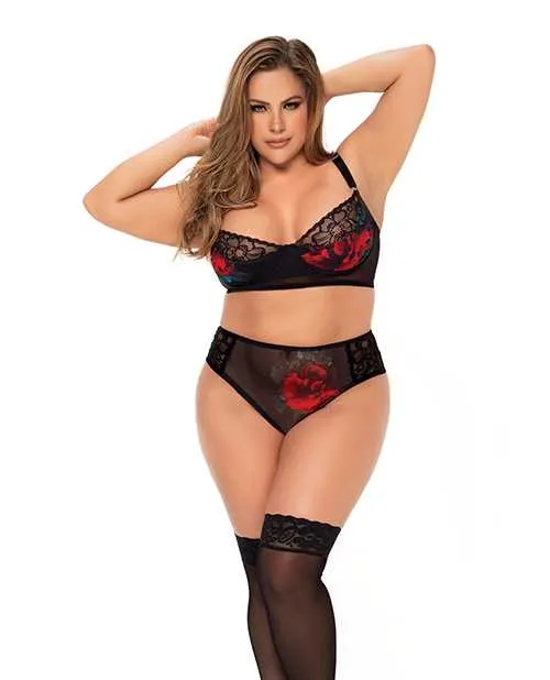 Anal Mapale Underwire Bra Top High Waisted Bottom Black 3X4X Anal Mapale Underwire Bra Top High Waisted Bottom Black 3X4X
