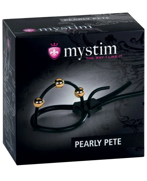 Anal Mystim Mystim Pearly Pete Corona Strap wGold Balls Black