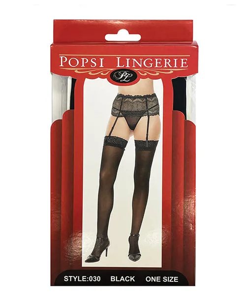 Anal Popsi Lingerie Sheer Lace Top Stocking Black OS Anal Popsi Lingerie Sheer Lace Top Stocking Black OS