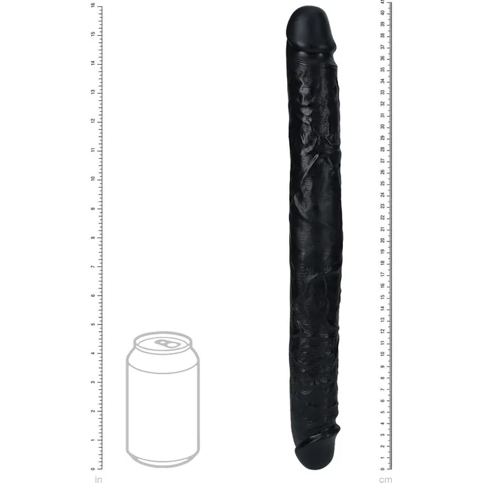 Anal Shots Toys REALROCK 16 Inch Thick Double Dildo Black