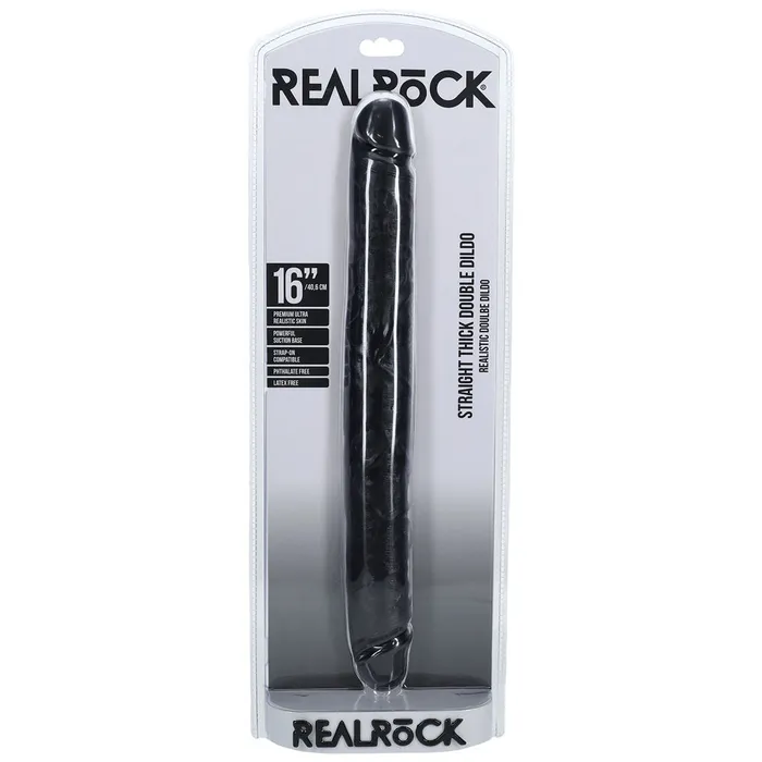 Anal Shots Toys REALROCK 16 Inch Thick Double Dildo Black