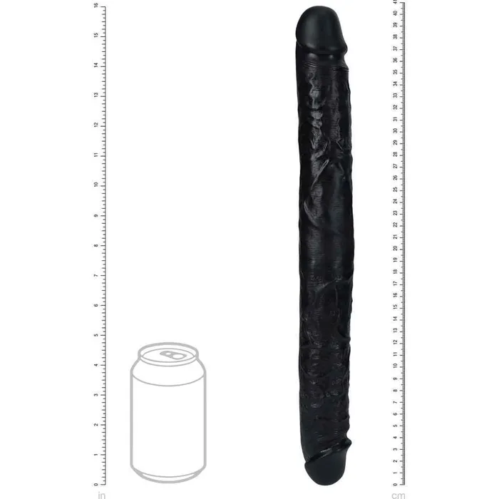 Anal Shots Toys REALROCK 16 Inch Thick Double Dildo Black