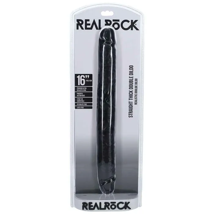Anal Shots Toys REALROCK 16 Inch Thick Double Dildo Black
