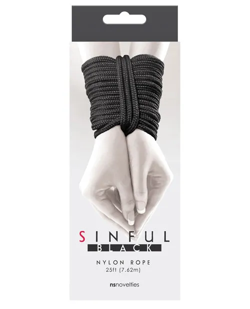 Anal Sinful By Ns Novelties Sinful Nylon Rope 25 ft Black