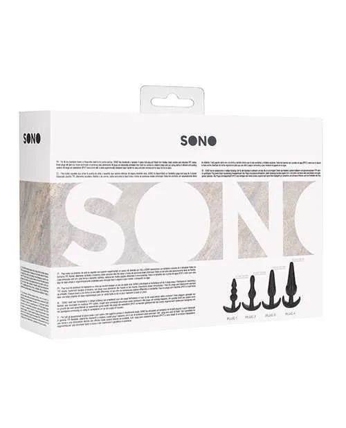 Anal Sono Shots Sono No 8 Butt Plug Black Set of 4