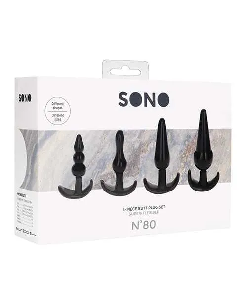 Anal Sono Shots Sono No 8 Butt Plug Black Set of 4 Anal Sono Shots Sono No 8 Butt Plug Black Set of 4