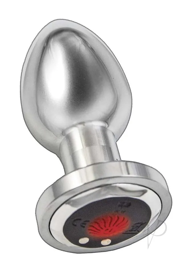 AssSation Rechargeable Vibrating Metal Anal Plug with Remote Control Silver Ass Sation Male Sex Toys