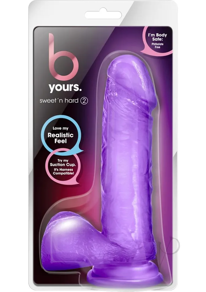 B Yours Dildos B Yours Sweet N Hard 2 Dildo with Balls 775in Purple