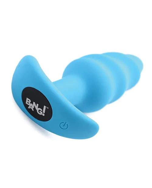 Bang Female Sex Toys Bang 21x Vibrating Silicone Rechargeable Swirl Butt Plug with Remote Control Blue