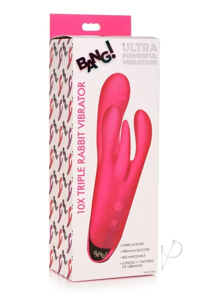 Bang Vibrators Bang Triple Rabbit Silicone Vibrator Pink