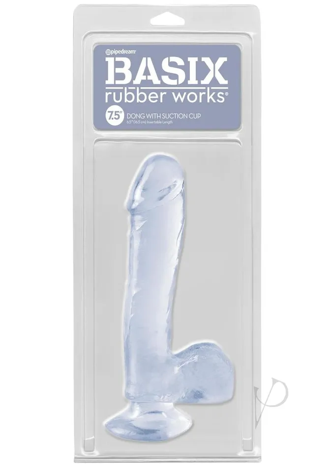 Basix Rubber Works Dildos Basix Dong Suction Cup 75in Clear