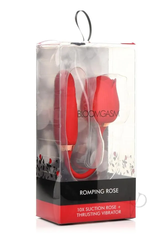 Bloomgasm Romping Rose 10X Rechargeable Silicone Suction Rose and Thrusting Vibrator Red Bloomgasm Vibrators Bloomgasm Romping Rose 10X Rechargeable Silicone Suction Rose and Thrusting Vibrator Red Bloomgasm Vibrators