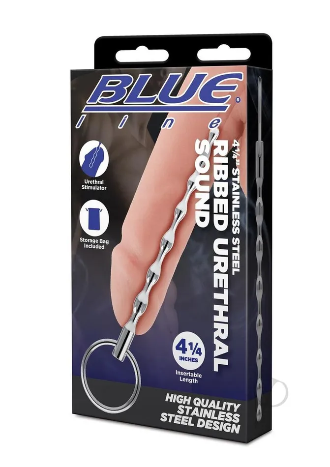 Blue Line Ribbed Urethral Sound 425in Stainless Steel Blue Line Cand B Gear Male Sex Toys Blue Line Ribbed Urethral Sound 425in Stainless Steel Blue Line Cand B Gear Male Sex Toys