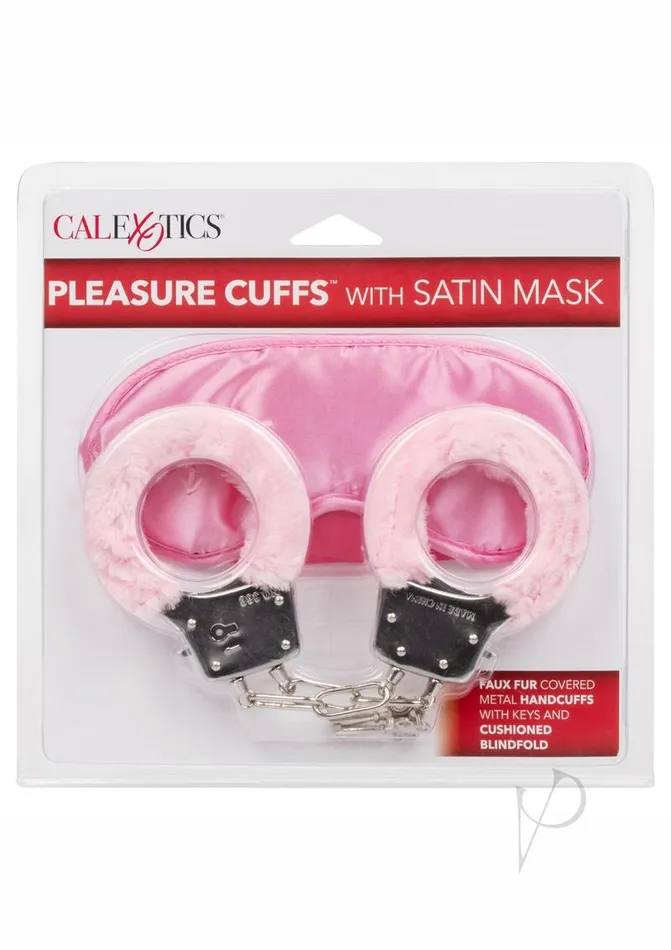 Cal Exotics Vibrators Pleasure Cuffs with Satin Mask Pink