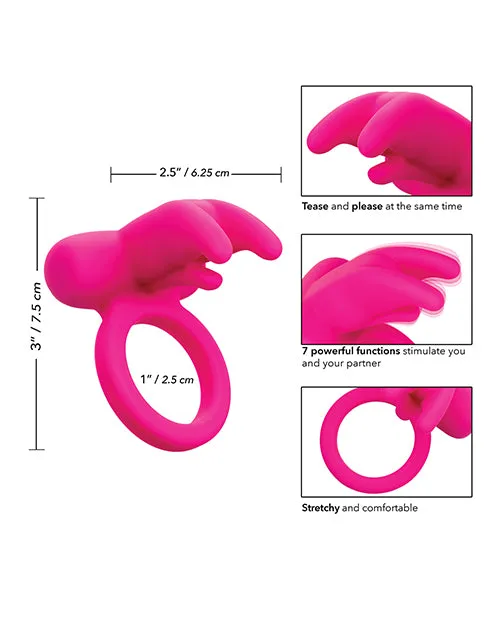CalExotics Silicone Rechargeable Triple Clit Flicker Cock Ring Pink Couples Enhancers Male Sex Toys CalExotics Silicone Rechargeable Triple Clit Flicker Cock Ring Pink Couples Enhancers Male Sex Toys