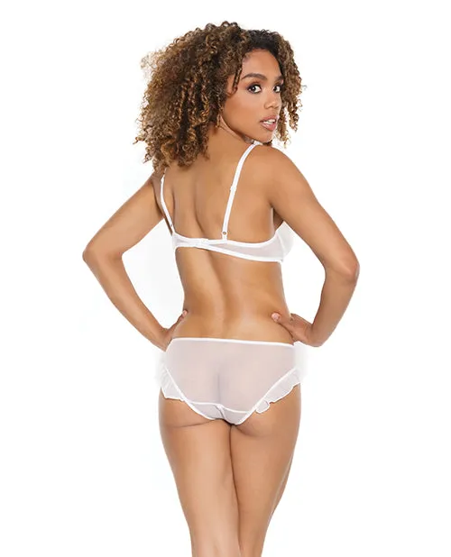 Coquette Vibrators Stretch Mesh Ruffled Crotchless Teddy White MD Coquette Vibrators Stretch Mesh Ruffled Crotchless Teddy White MD