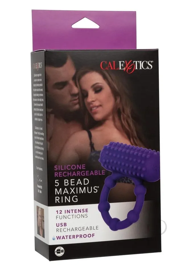 Couples Enhancers Silicone Rechargeable 5 Bead Maximus Couples Ring Purple Vibrators
