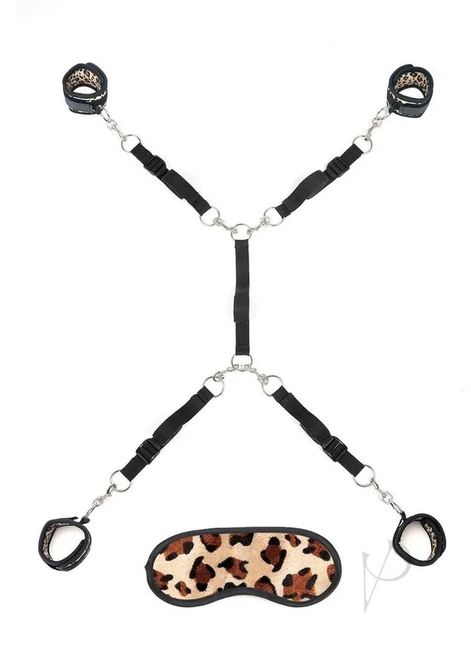 Couples Lux Fetish Bed Spreader Restraint System 7 Piece Set Leopard Lux Fetish Couples Lux Fetish Bed Spreader Restraint System 7 Piece Set Leopard Lux Fetish