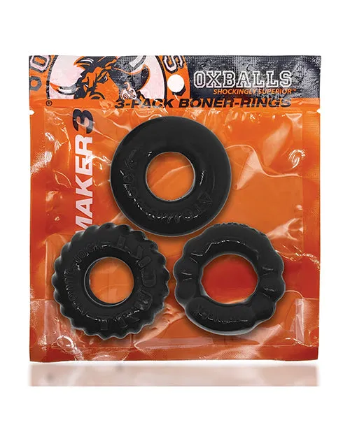 Couples Oxballs Bonemaker Cock Ring Kit 3 pack Black Oxballs