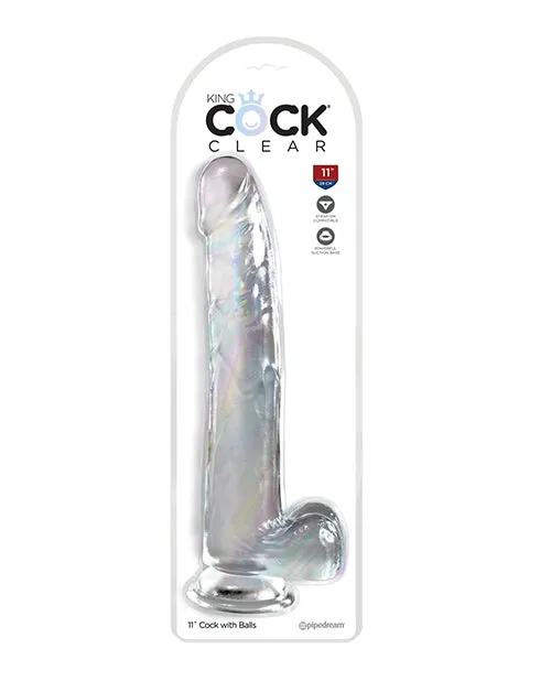 Dildos King Cock King Cock Clear Dildo with Balls 11in Clear