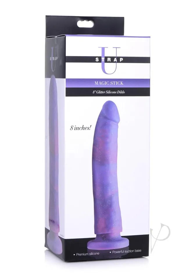 Dildos Strap U Strap U Magic Stick Glitter Silicone Dildo 8in Purple