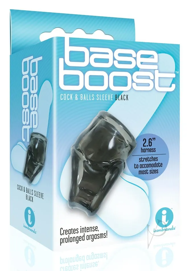 Dildos The 9s The 9s Base Boost Cock and Balls Sleeve Black