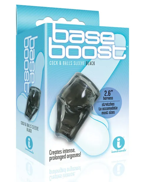 Dildos The 9s The 9s Base Boost Cock and Balls Sleeve Black