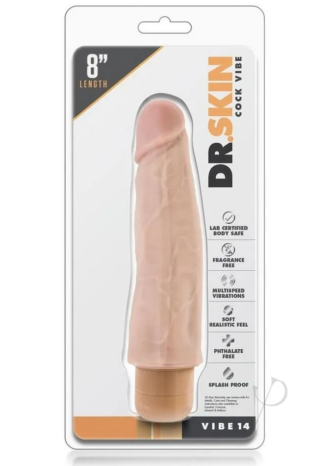 Dr Skin Dildos Dr Skin Silver Collection Cock Vibe 14 Vibrating Dildo 8in Vanilla