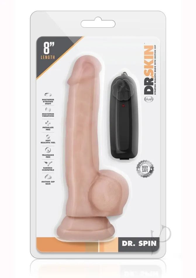 Dr Skin Silver Collection Dr Spin Gyrating Dildo with Suction Cup and Wired Remote Control 85in Vanilla Dr Skin Female Sex Toys Dr Skin Silver Collection Dr Spin Gyrating Dildo with Suction Cup and Wired Remote Control 85in Vanilla Dr Skin Female Sex Toys
