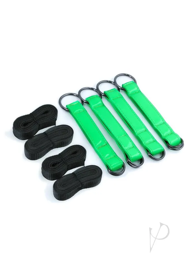 Electra Play Things Couples Electra Play Things PU Leather Bed Restraint Straps Green Electra Play Things Couples Electra Play Things PU Leather Bed Restraint Straps Green