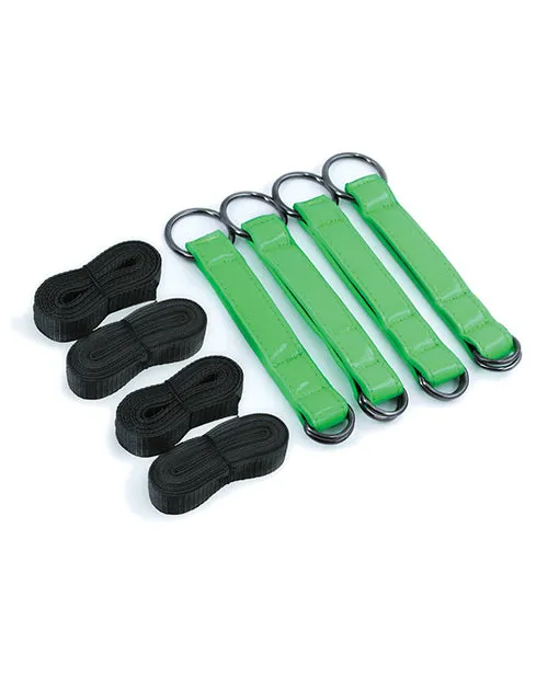 Electra Play Things Couples Electra Play Things PU Leather Bed Restraint Straps Green Electra Play Things Couples Electra Play Things PU Leather Bed Restraint Straps Green