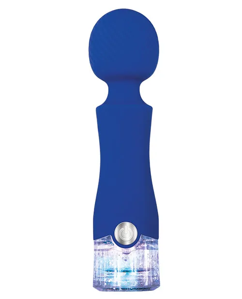 Evolved Female Sex Toys Dazzle Rechargeable Silicone Wand Massager with Glitter Handle Blue