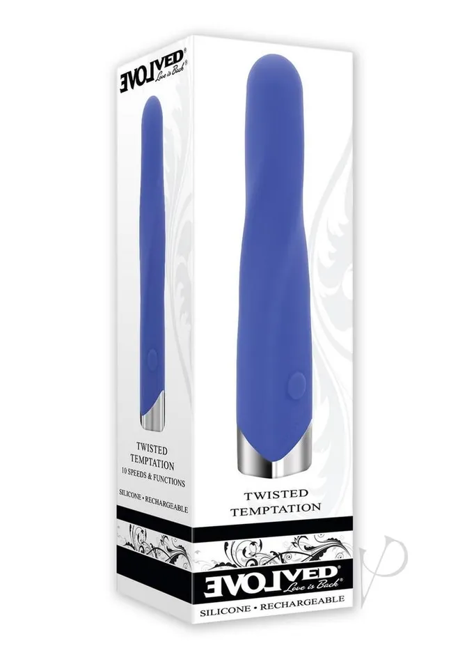 Evolved Vibrators Twisted Temptation Rechargeable Silicone Vibrator Blue